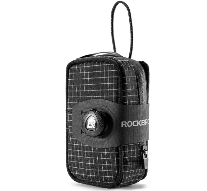 Mini Bolsa Trasera Porta Ánfora Bici Cap 0.2 Lt Rockbros Negro Con Blanco cuadros