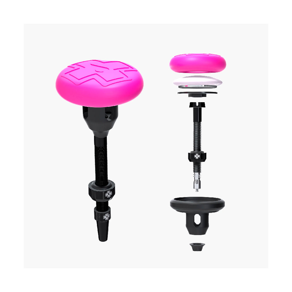 MUC-OFF PORTA AIRTAG TUBELESS PARA NEUMATICO – ROSA/NEGRO