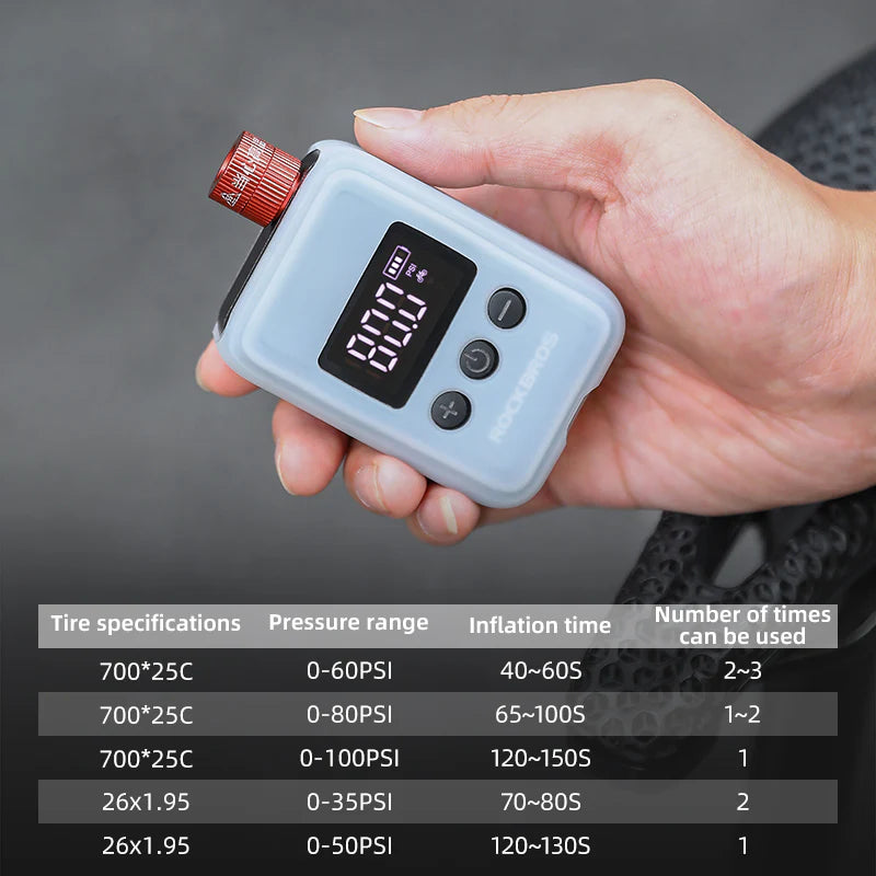 MINIBOMBA DE AIRE ELÉCTRICA ROCKBROS HW140 (150 PSI, 500 MAH)