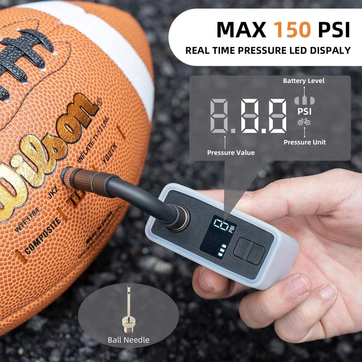 MINIBOMBA DE AIRE ELÉCTRICA ROCKBROS HW140 (150 PSI, 500 MAH)