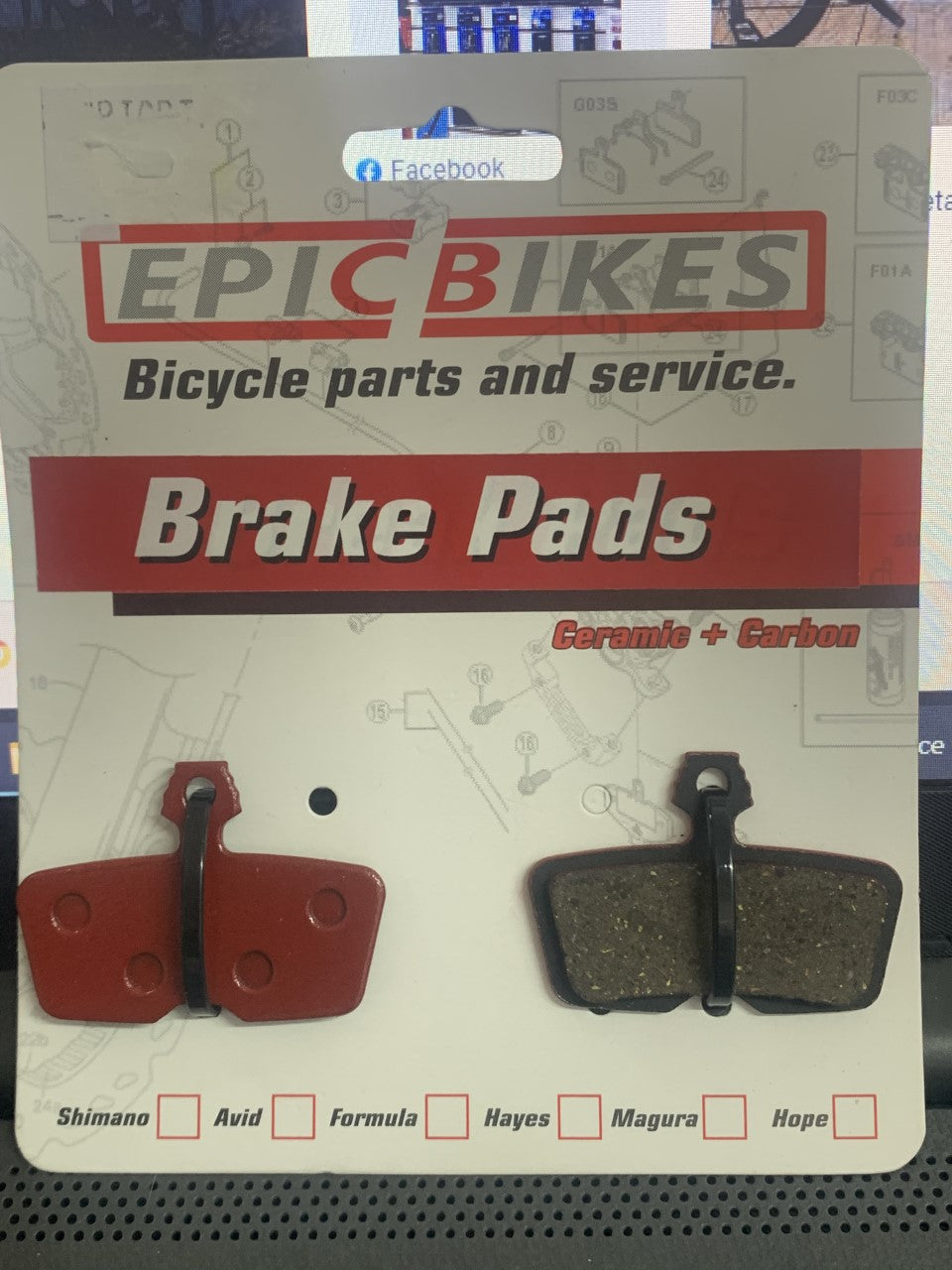 BALATAS EPIC BIKES BRAKE PADS CERAMIC + CARBON ORO Y ROJO