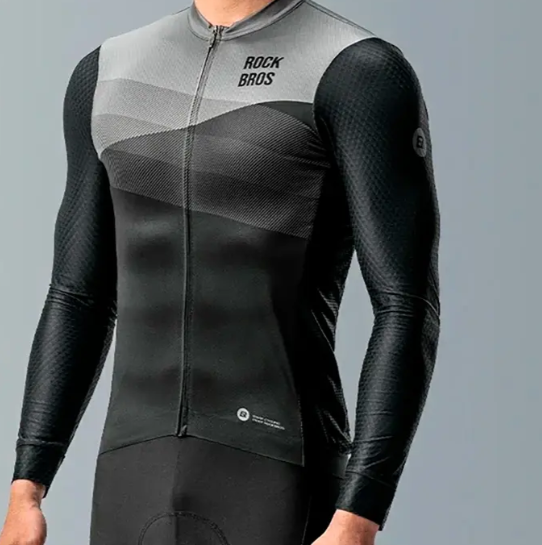 Jersey Rockbros Manga larga con cierre Negro Gris