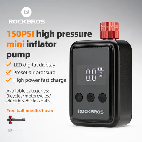 MINIBOMBA DE AIRE ELÉCTRICA ROCKBROS HW140 (150 PSI, 500 MAH)